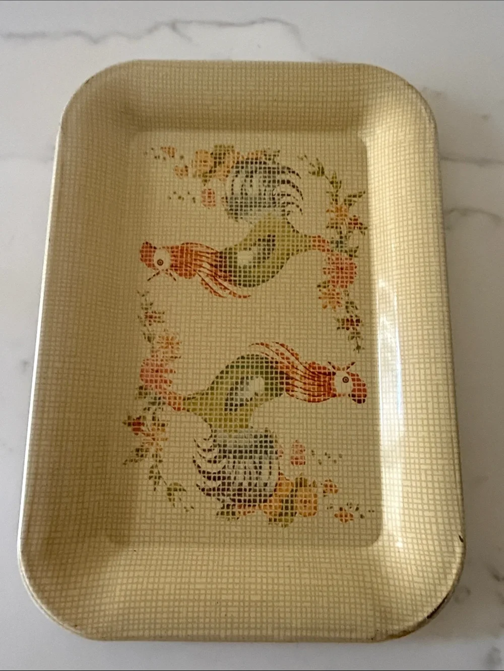 Vintage Rooster Mini Trays Set of 2